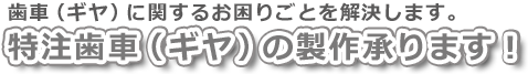 歯車（ギヤ）に関するお困りごとを解決します。特注歯車（ギヤ）の製作承ります！